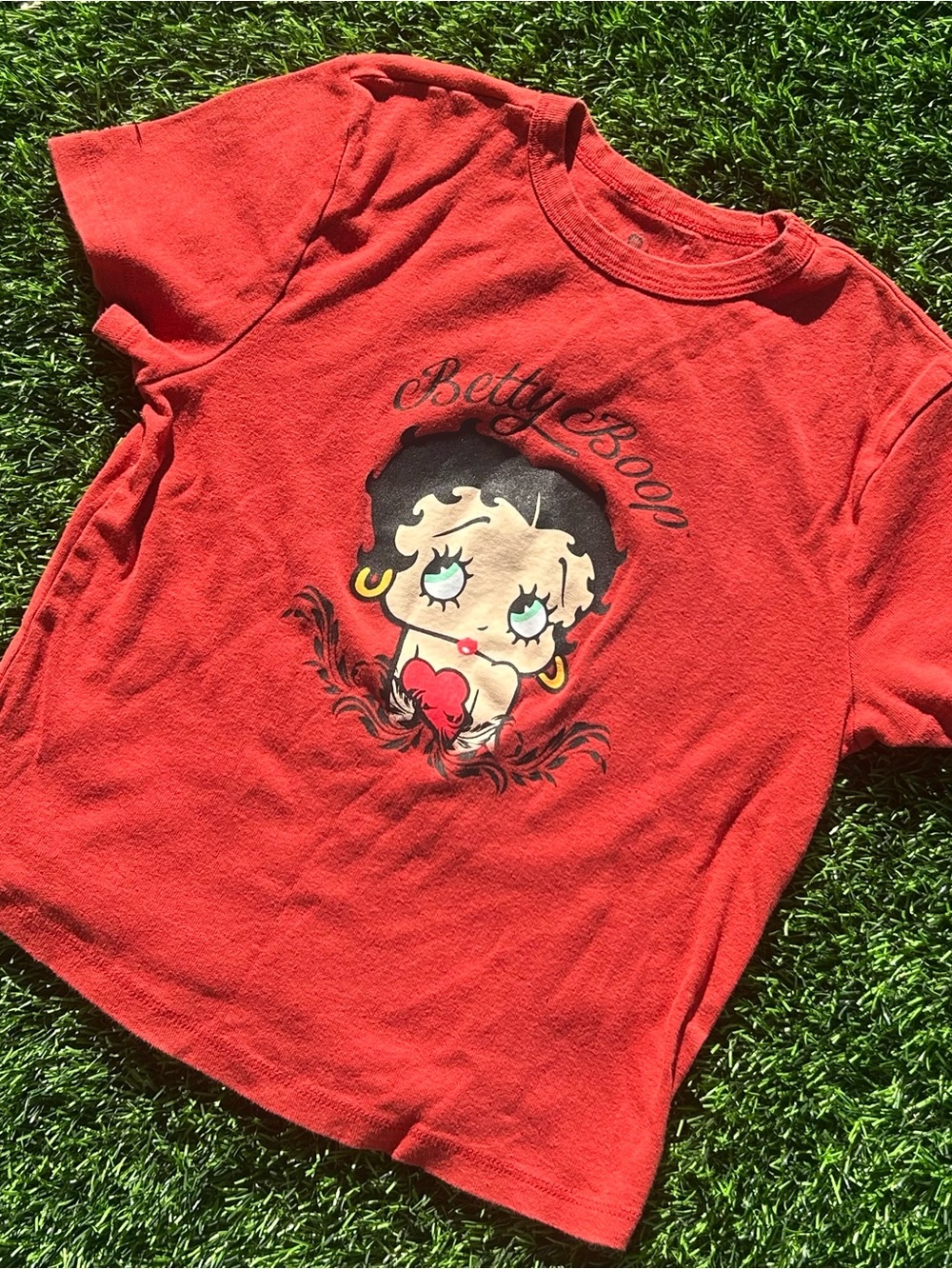Betty Boop Bright Red Graphic Tee with Character Print